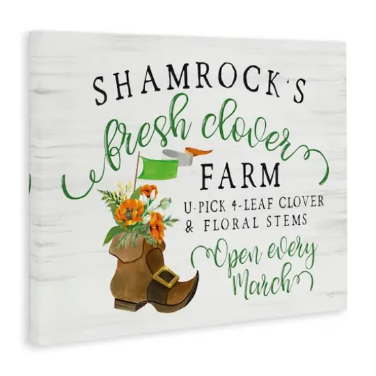 Stupell Industries Shamrock Clover Farm Typography Sign Grainy Pattern Canvas Wall Art {4}