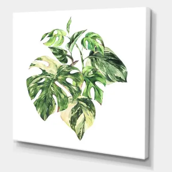 Designart - Tropical Green Leaves In Summer Times I - Tropical Canvas Wall Art Print {1}