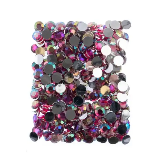 John Bead 12mm Acrylic Round Flat Back Rhinestones, 400ct. Fuchsia AB {4}