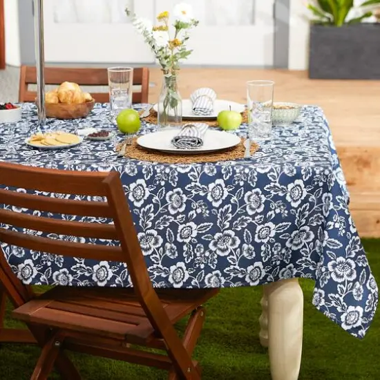 Nautical BlueFloral Print Outdoor Tablecloth with Zipper, 60" Round {4}