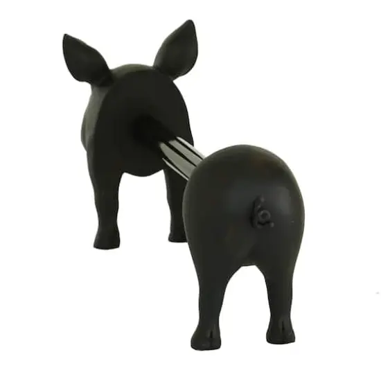 16" Black Farmhouse Pig Paper Towel Holder {6}