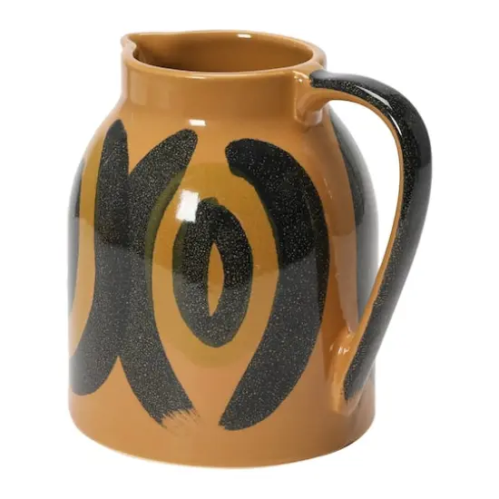 Hello Honey&reg; 6" Brown & Black Decorative Hand Painted Stoneware Pitcher {4}