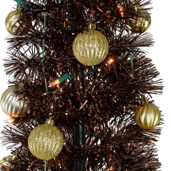 6ft. Pre-Lit Brown Pre-Decorated Pop-Up Artificial Christmas Tree {3}