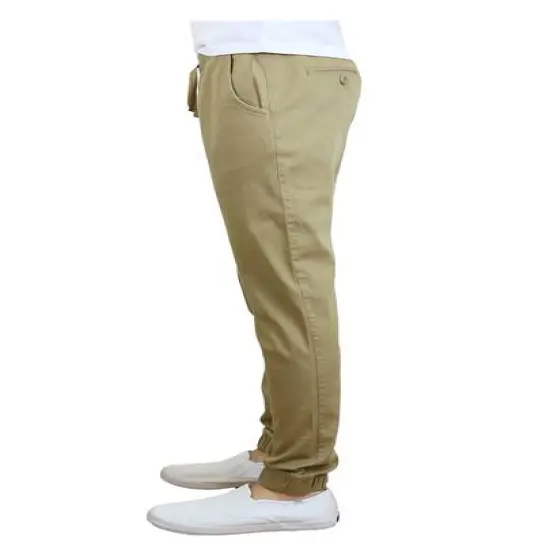 Galaxy By Harvic Slim Fit Basic Stretch Twill Men's Joggers Khaki {4}