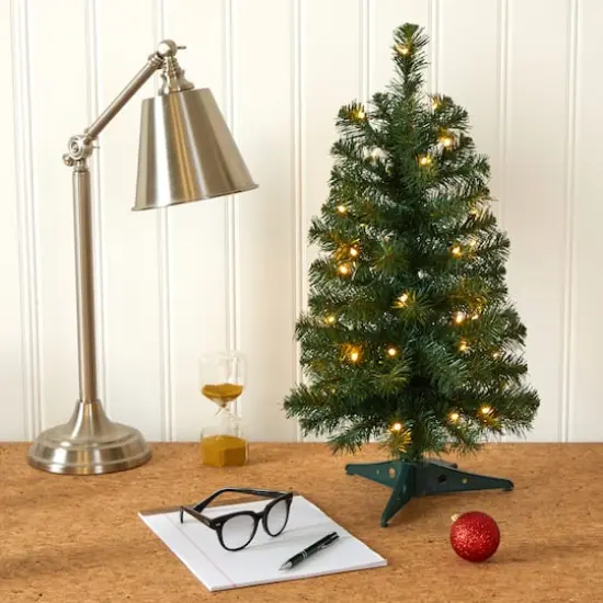 2ft. Pre-Lit Artificial Christmas Tree, Clear LED Lights {7}