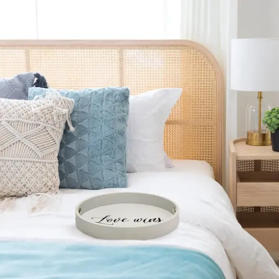 Elegant Designs&trade; 13.8" Round Love Wins Serving Tray with Handles {4}