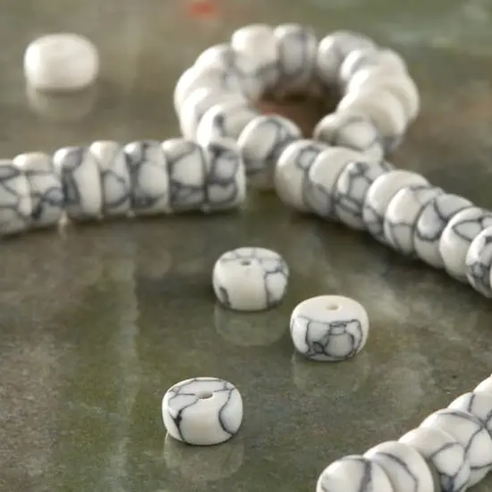 White Howlite Rondel Beads by Bead Landing&reg;, 6mm  {3}