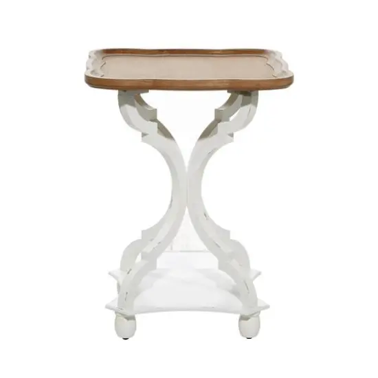 25" White Farmhouse Wood Accent Table {6}