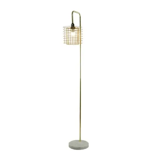 Gold Metal Industrial Floor Lamp, 15" x 10" x 64" {3}