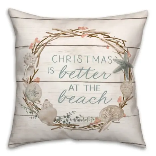 Christmas is Better by the Beach Throw Pillow {1}