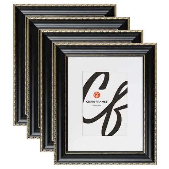 4 Pack Craig Frames Victoria Black & Gold Picture Frame with Mat {1}
