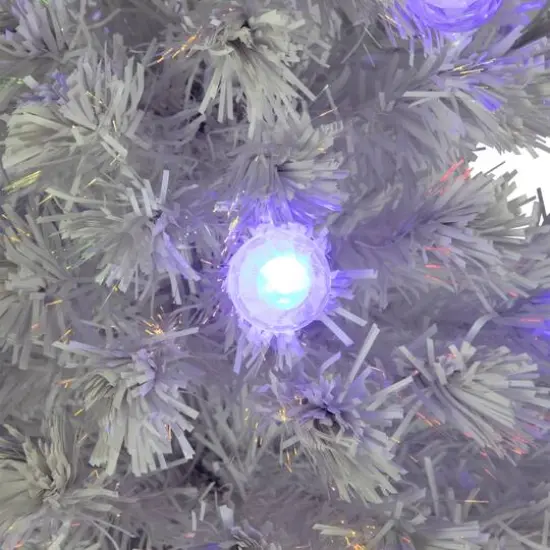 4ft. Pre-Lit Medium White Iridescent Fiber Optic Artificial Christmas Tree with Blue LED Lights {7}