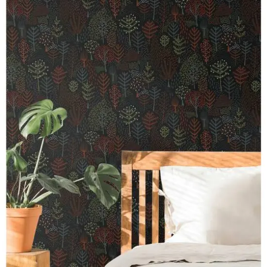 RoomMates Folklore Trees Peel & Stick Wallpaper Black/Green {7}