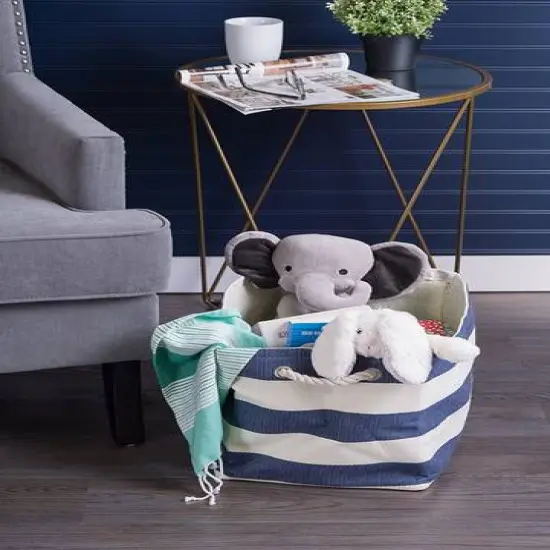 DII&reg; Large Rectangle Stripes Paper Bin Nautical Blue {4}