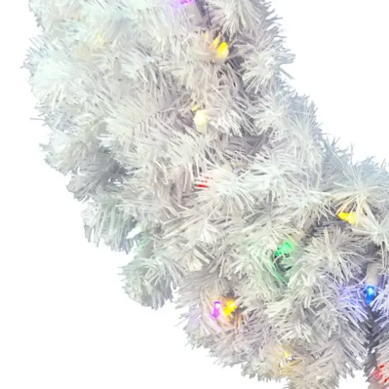 20" Multicolor LED Crystal White Pine Wreath {3}