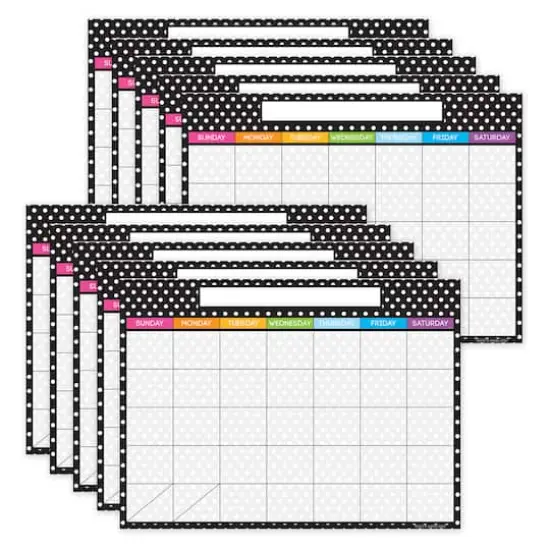 Ashley Productions Smart Poly&reg; PosterMat Pals Space Savers Black & White Dots Calendar, 10ct. {1}