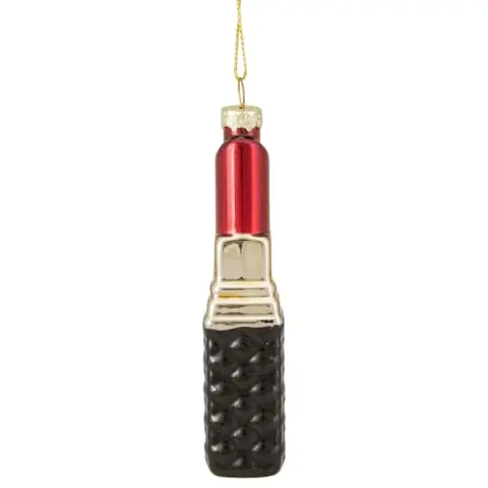 4.5" Red Lipstick Glass Christmas Ornament {4}