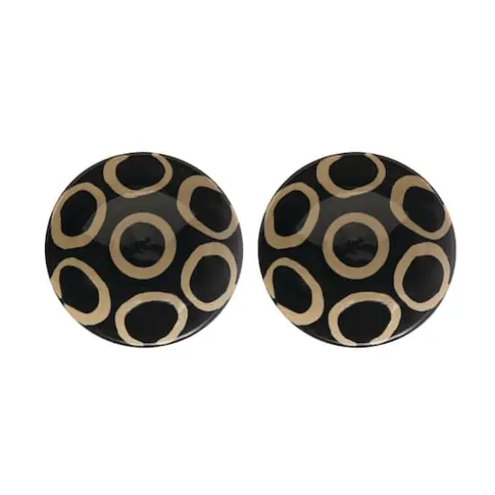 Hello Honey&reg; Black & Tan Painted Circles Shallow Stoneware Bowl Set {1}