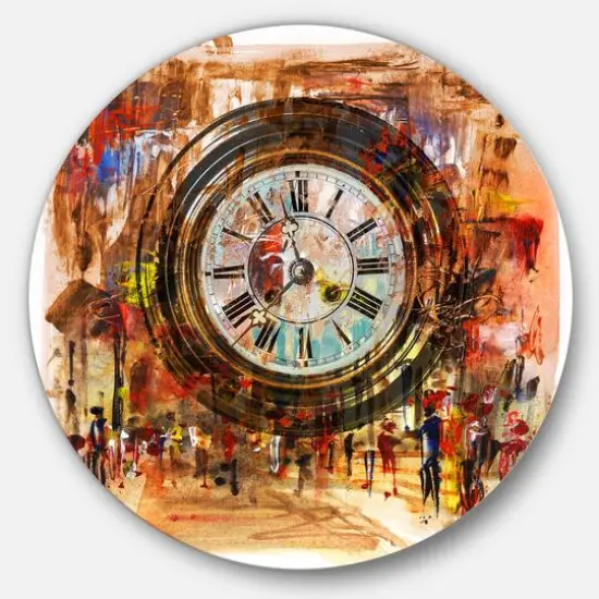 Designart - People and Time Acrylic Painting' Large Abstract Metal Artwork {1}
