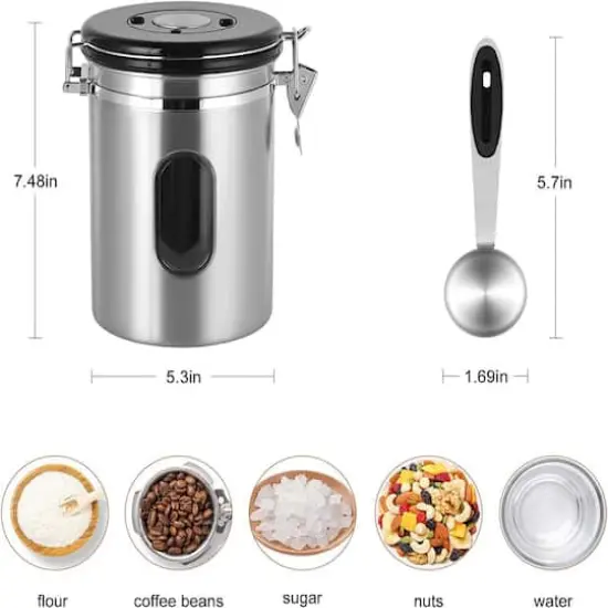 NEX&trade; 22oz. Airtight Stainless Steel Coffee Canister Silver {4}