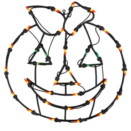 14" Lighted Jack-O-Lantern Halloween Double Sided Window Silhouette Decoration {1}