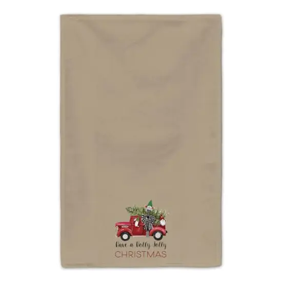 Brown Holly Jolly Christmas Tea Towel Set {5}