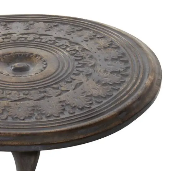 18" Brown Traditional Mango Wood Accent Table {4}