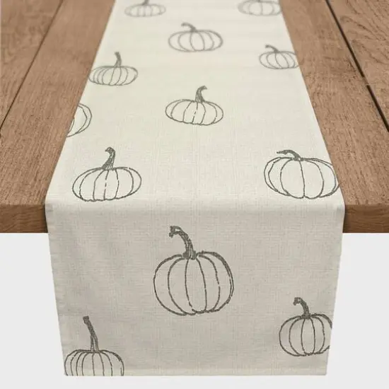 90" Gray Mini Pumpkin Pattern Cotton Twill Runner {1}