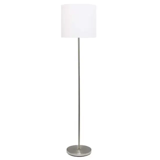 Simple Designs 57" Brushed Nickel Drum Shade Floor Lamp Brushed Nickel and White {1}