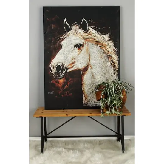 3.5ft. Beige Chinese Fir and Metal Industrial Bench {6}