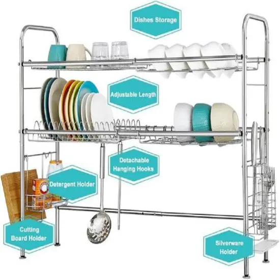 Silver Stainless Steel Adjustable Dish Racks {3}