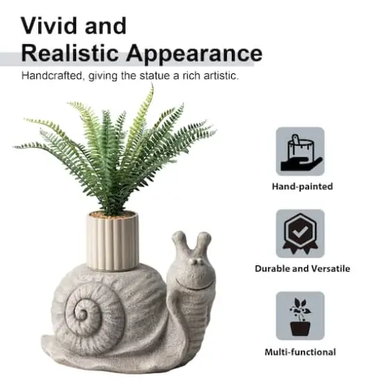 Glitzhome&reg; 16.25" Snail Garden Statue Planter Stand {7}