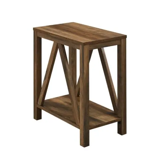 Walker Edison Reclaimed Barnwood Narrow A-Frame Side Table {1}