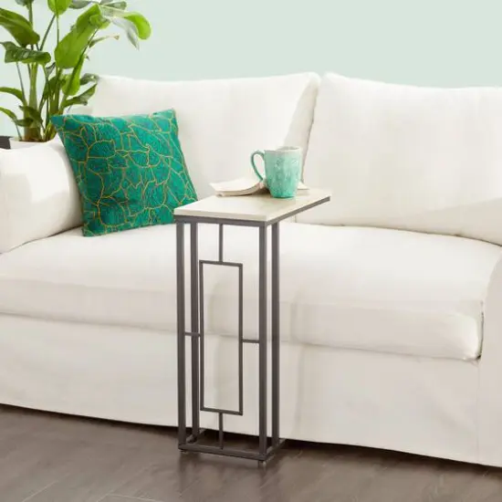 Black Iron & Wood Contemporary Accent Table {12}