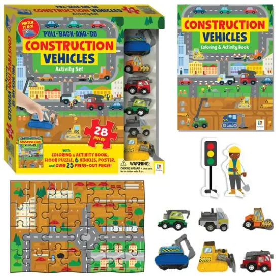 Hinkler Pull-Back and Go Construction Vehicles Floor Puzzle {3}