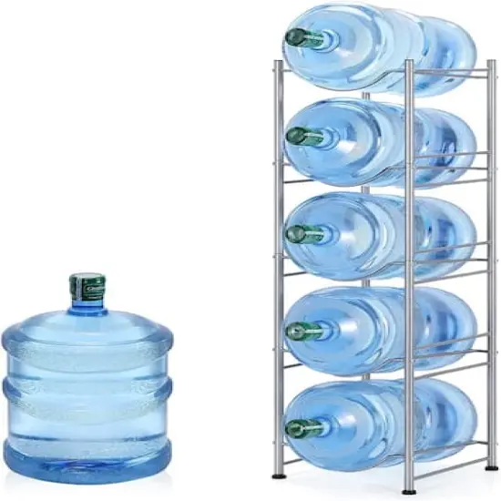5gal. Water Jug Holder 5-Tier Storage Rack Silver {4}