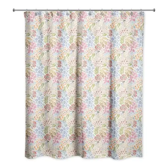 Wild Flower Floral Shower Curtain White {1}