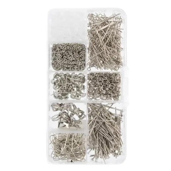 John Bead 8 Slot Round Silver Assortment Findings Jewelry Making Kit, 671ct. {1}