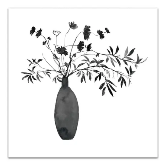 Monochromatic Floral II 30" x 30" Canvas Wall Art {1}