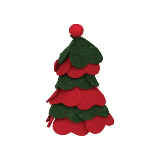 Hello Honey&reg; 9" Red & Green Wool Felt Tree with Pom Pom {1}