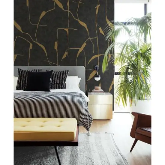 Roommates Ivory Coast Mural Peel & Stick Wallpaper Black/Yellow {4}