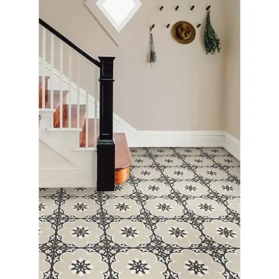 FloorPops Daphne Peel & Stick Floor Tiles Black and Tan {3}