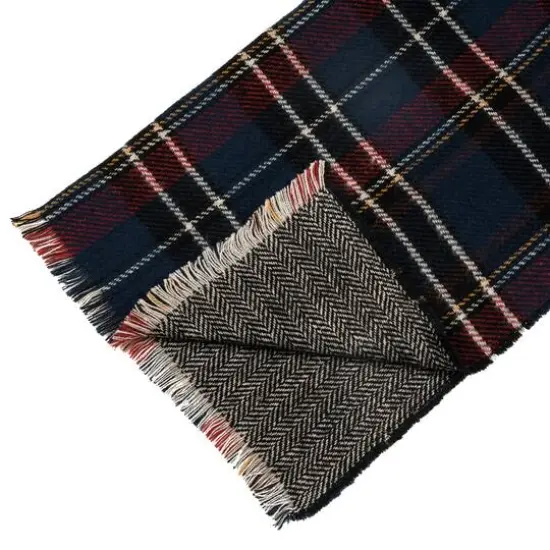 Glitzhome&reg; 75" Plaid Reversible Scarf with Fringe {9}