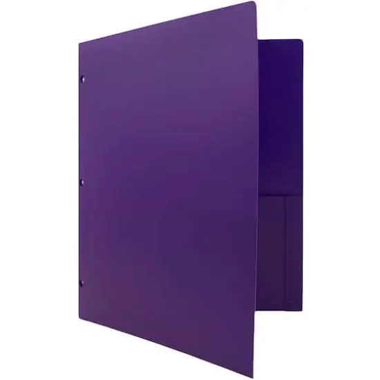 JAM Paper 3-Hole Heavy Duty Plastic Pocket Folder, 6ct. Purple {6}