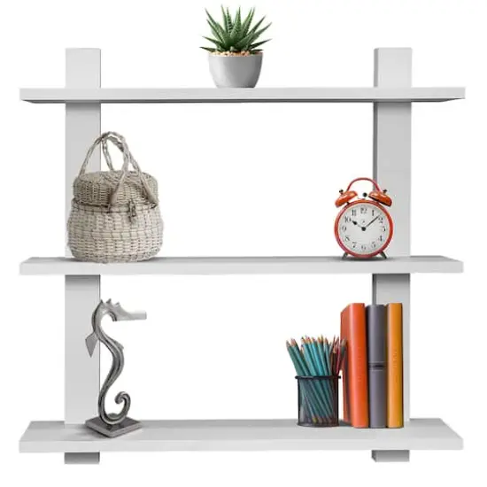 Sorbus 23.6" Triple Tier Floating Shelf White {4}