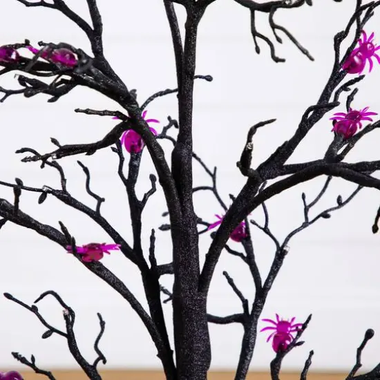 3ft. Pre-Lit Artificial Halloween Spider Twig Tree with 36 Purple LED Lights {6}