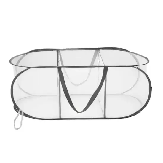Laundry 360 Gray 3-Compartment Pop-Up Laundry Sorting Hamper with Carrying Handles {6}