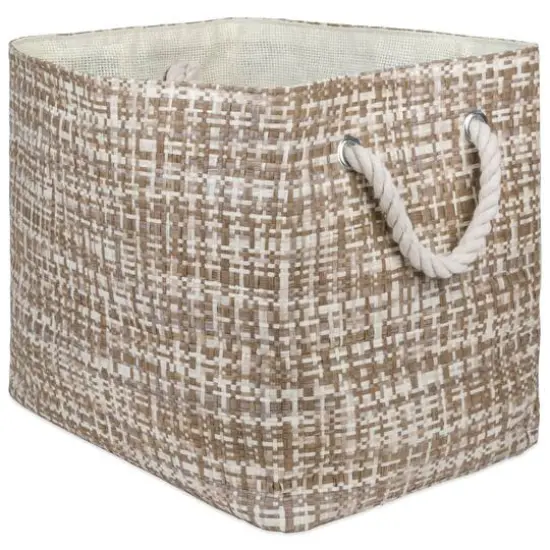 DII&reg; Large Tweed Rectangle Woven Paper Storage Bin Stone {1}