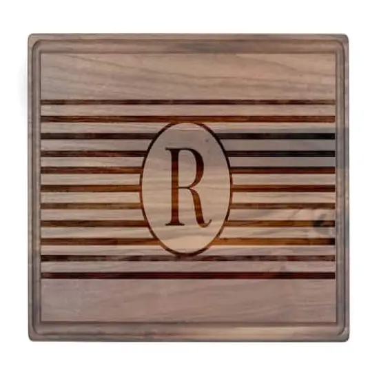 Stripe Monogram Walnut Cutting Board R {1}