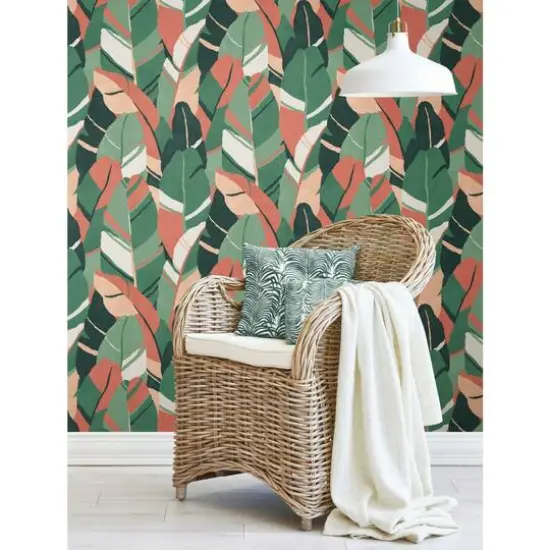 RoomMates Hearts of Palm Peel & Stick Wallpaper Green/Red {5}